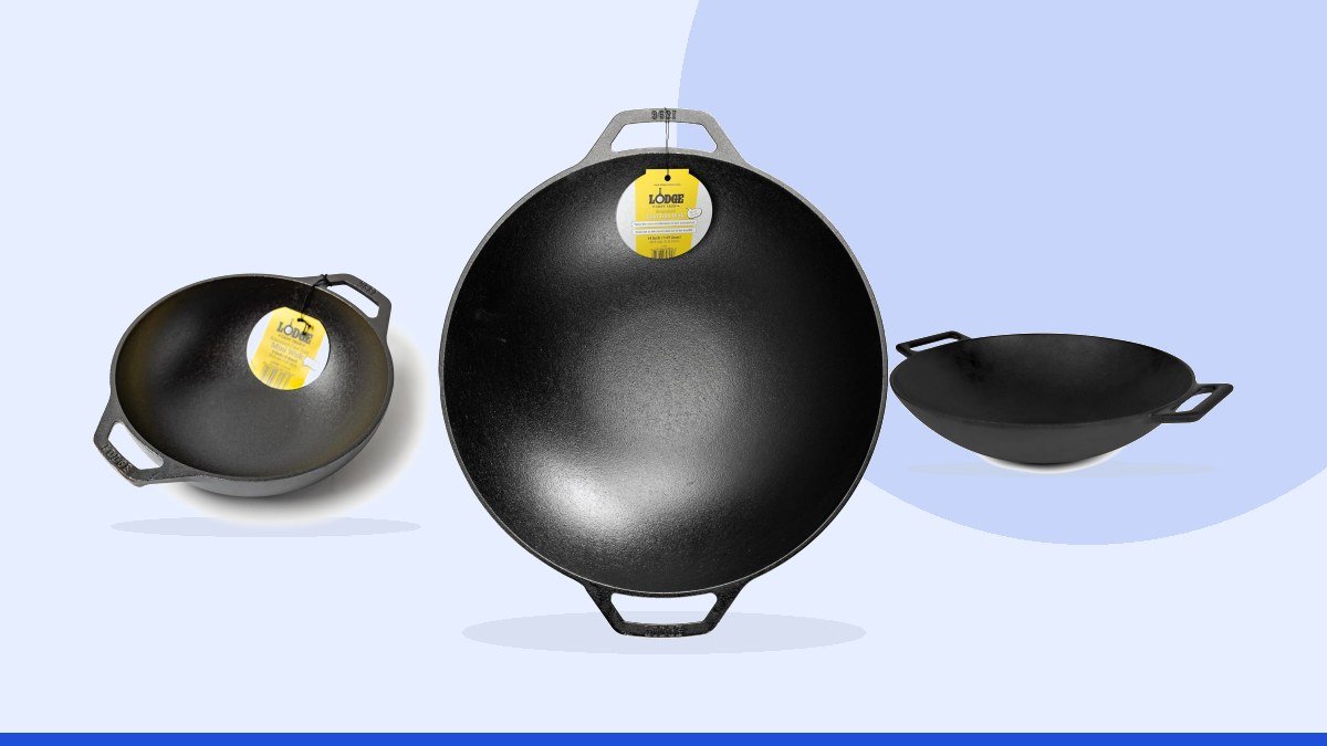 Best cast iron kadai – Lodge Cast Iron Wok with Dual Loop Handles,