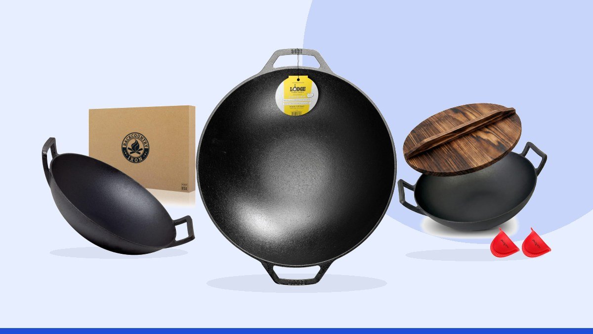 Best cast iron karahi – Lodge Cast Iron Wok with Dual Loop Handles,