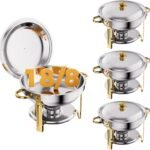 Best chafing dishes for parties – CAMMOO Gold 6QT Chafing Dishes, 4 Pack 18/8