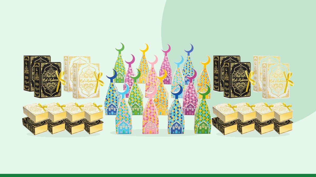 Best eid sweets box – 60 Pcs Gable Ramadan Gift Boxes Kareem Paper