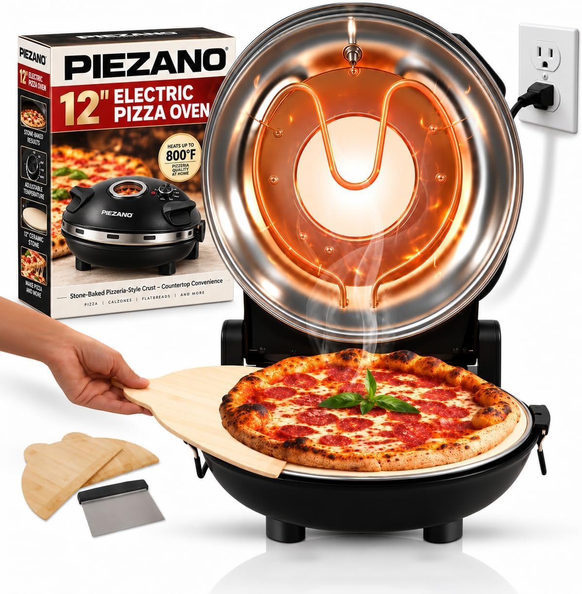 Best electric tandoor – PIEZANO 12" Electric Pizza Oven Indoor Countertop Pizza
