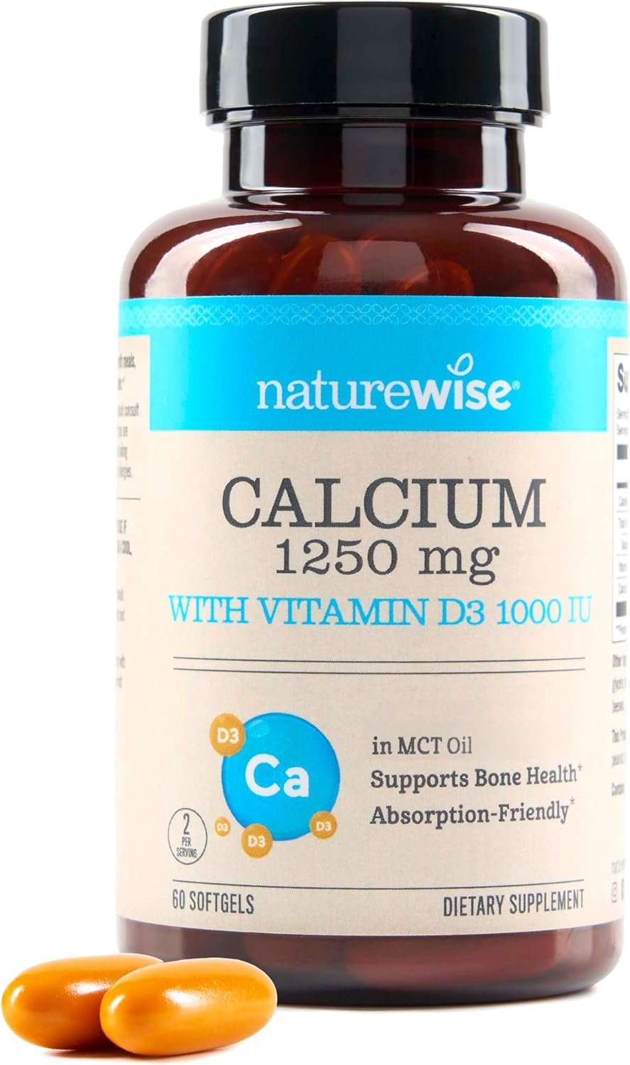Best halal calcium – NatureWise Calcium 1250mg + Vitamin D3 1000IU Supplement,