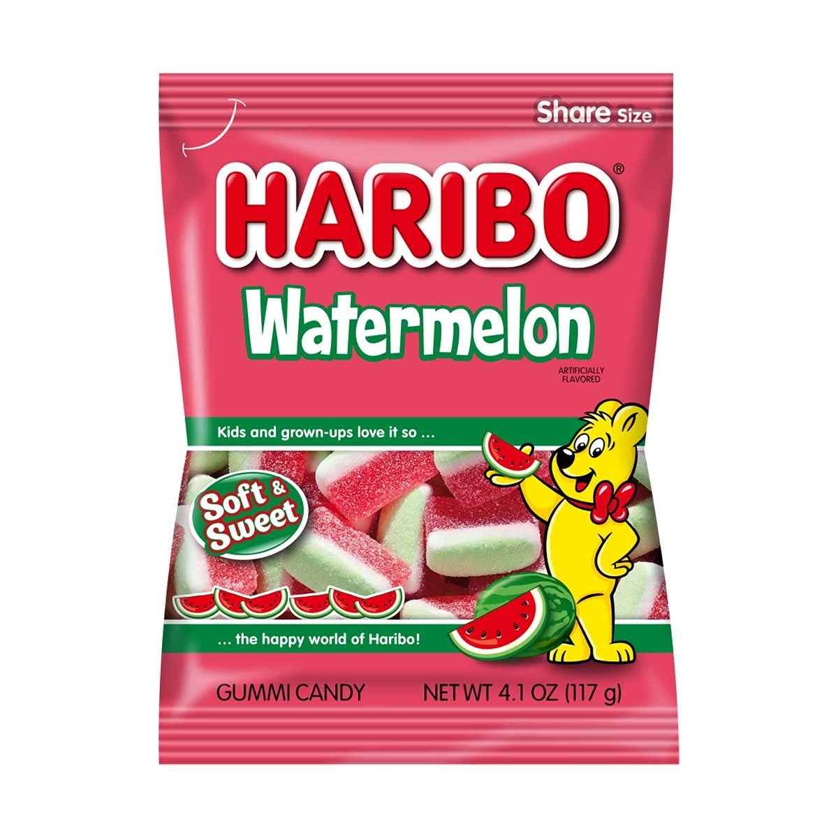 Best halal gummy bears for kids – HARIBO Watermelon Foam Gummy Candy, 3.1 oz. Bag