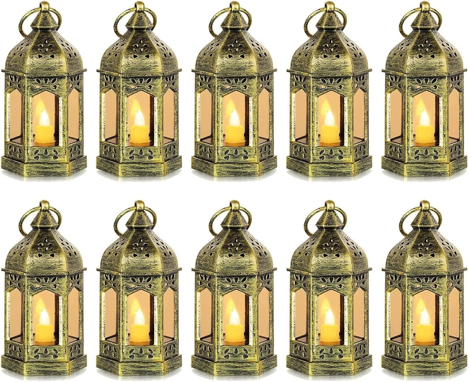 Best ramadan decorations – Hewory 10PCS Gold Mini Lanterns for Party Decoration,