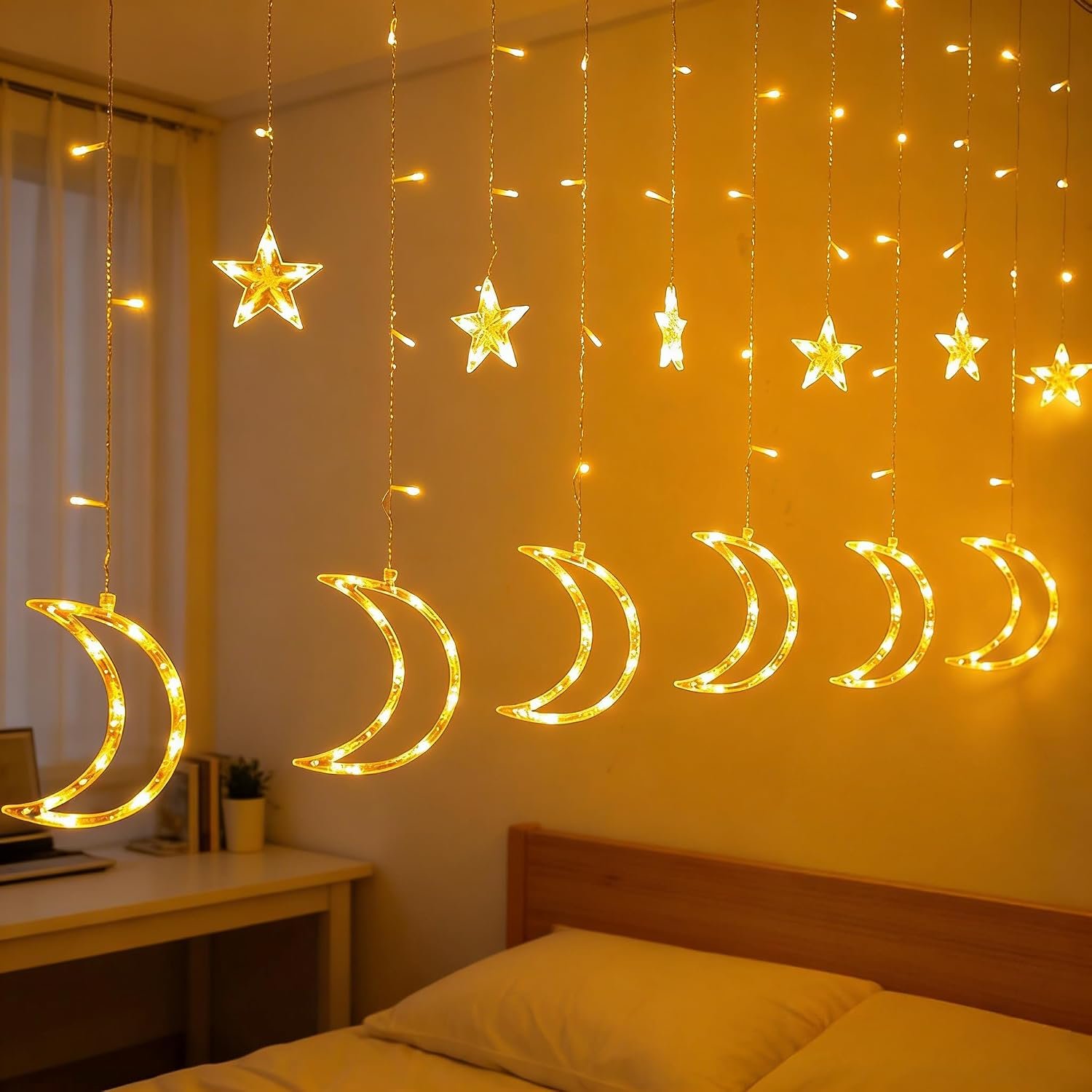 Best ramadan lights – Dazzle Bright Ramadan Curtain String Lights, 138 LED
