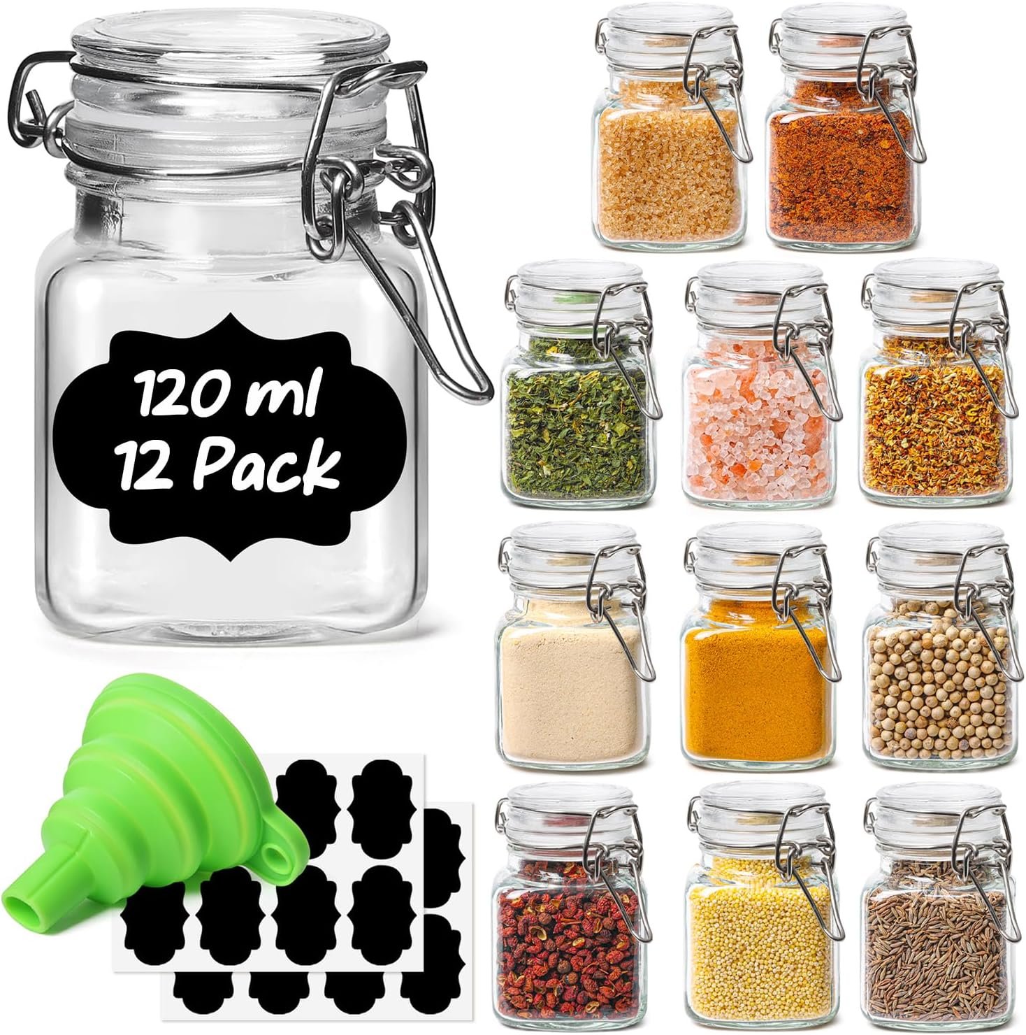 Best spice jars – ComSaf Square Small Glass Spice Jars with Airtight