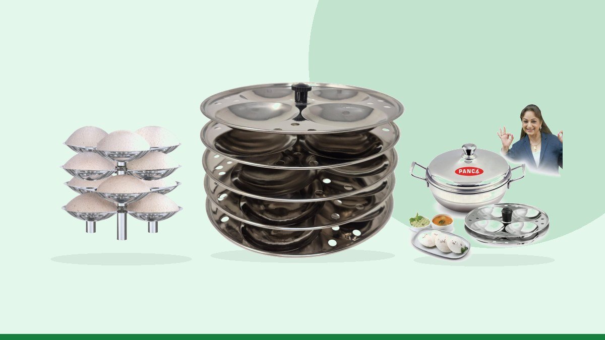 Best stainless steel idli maker – Tabakh Stainless Steel 5-Rack Idli Stand, Medium, Silver
