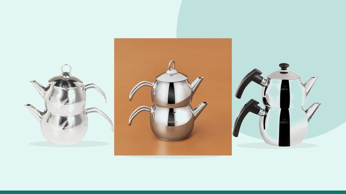 Best turkish tea pot – Karaca Adelya Stainless Steel Induction Teapot Set with