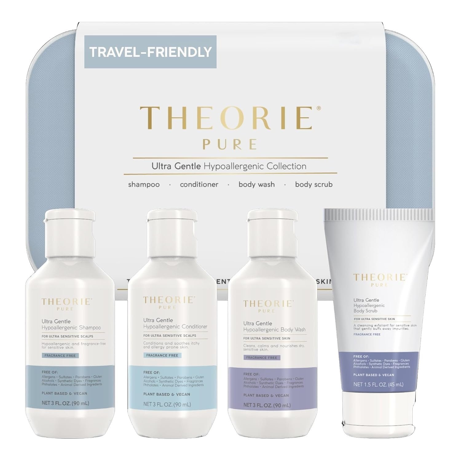 Best unscented toiletries for ihram – THEORIE PURE Travel Size Toiletries Set - Hypoallergenic