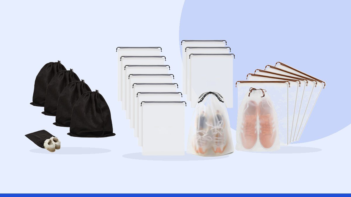 Best drawstring travel shoe bag for umrah – Clear Shoe Bags for Travel 10 PCS, Drawstring